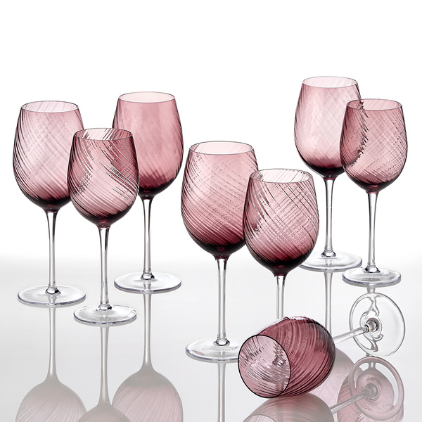 Σετ 12 ποτήρια γυάλινα νερού κρασιού Purple κολονάτα Style
